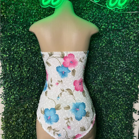 Floral Rhinestone One Piece - Picture 2 of 2